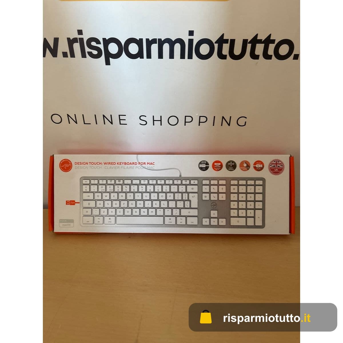 Mobility Lab ML311838 (Versione Straniera) Tastiera Tastiera QWERTY Layout Inglese Adatto per Mac - Bianco/Argento