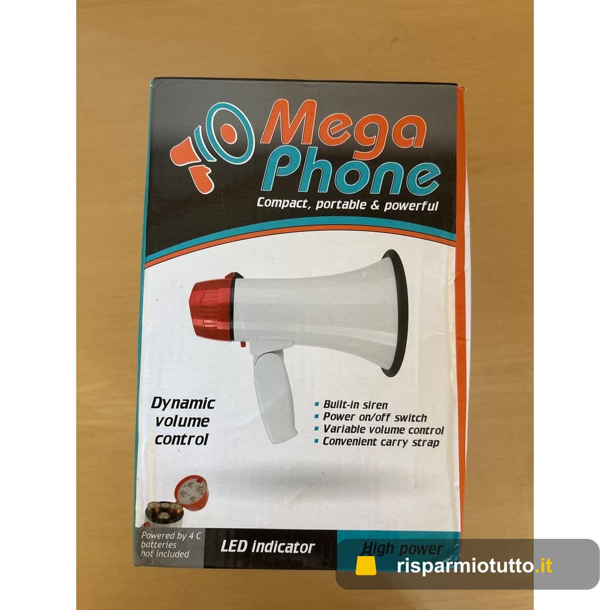 Relaxdays Megafono per Tifosi, Altoparlante in Plastica per Feste e Stadio, 10 Watt, HxLxP: 21 x 13,5 x 22 cm, Bianco
