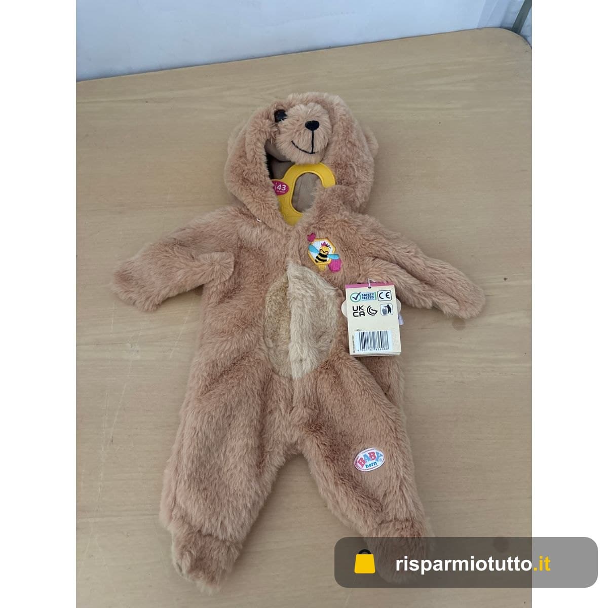 BABY born Costume da Orsetto 836088 - Morbido completo da orsetto per bambole da 43 cm - Età: 3+ anni