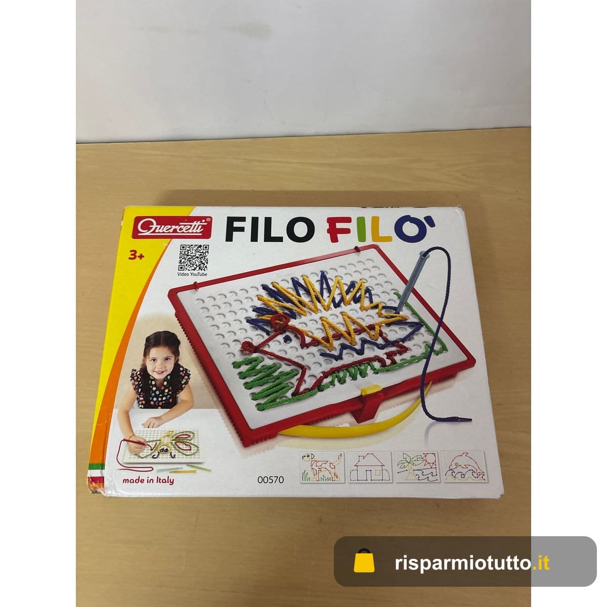 Quercetti Filo Filò, Giochi Creativi con Fili Colorati per Bambini 3 Anni, Attività Manuali Educative, Giochi Bambini 3 Anni, Made in Italy