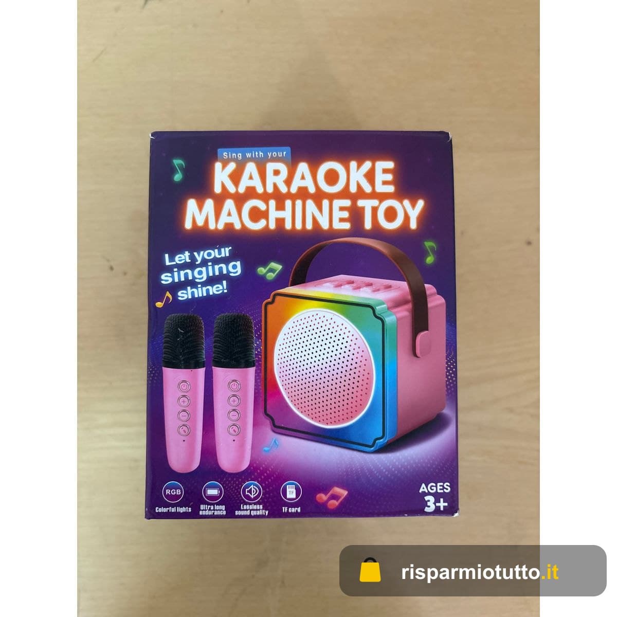 Gontence Karaoke con Microfono, Regalo Compleanno Bambina 3-12 Anni, Karaoke per Bambini con 2 Microfoni Bluetooth Wireless, Luce LED e Cambia Voce, Giocattolo Karaoke per Ragazzi e Ragazze 3-15 Anni