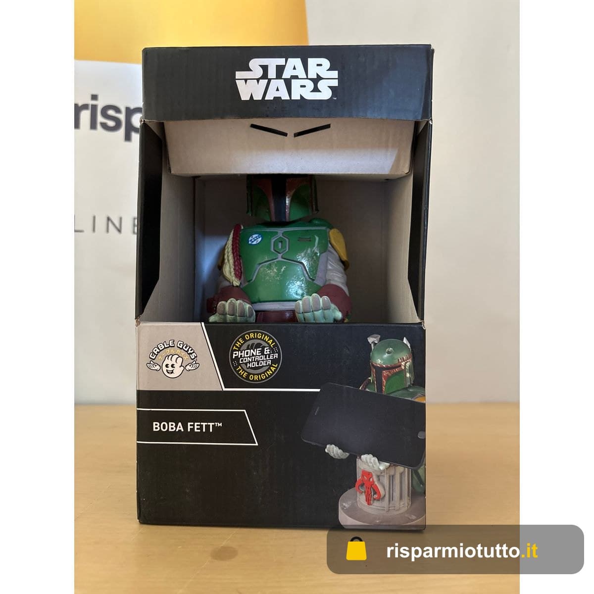 Cableguys Star Wars Boba Fett Supporto Controller e Telefono - Porta Cellulare Compatibile con Xbox, PlayStation e la Maggior Parte dei Controller, Accessori Gaming per Scrivania