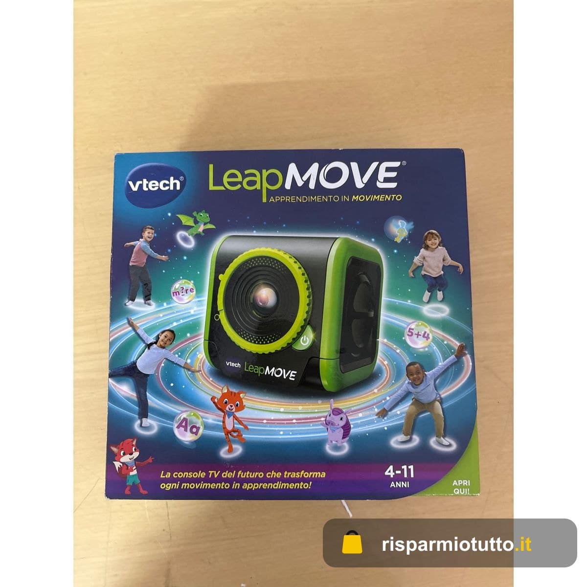 VTech LeapMove, Console TV Interattiva per Bambini, Rileva i Movimenti Senza Controller, Pronta all'Uso, 25 Giochi Educativi, 3 Profili Giocatore, Lingua Italiana, Cavi Inclusi, 4-11 Anni