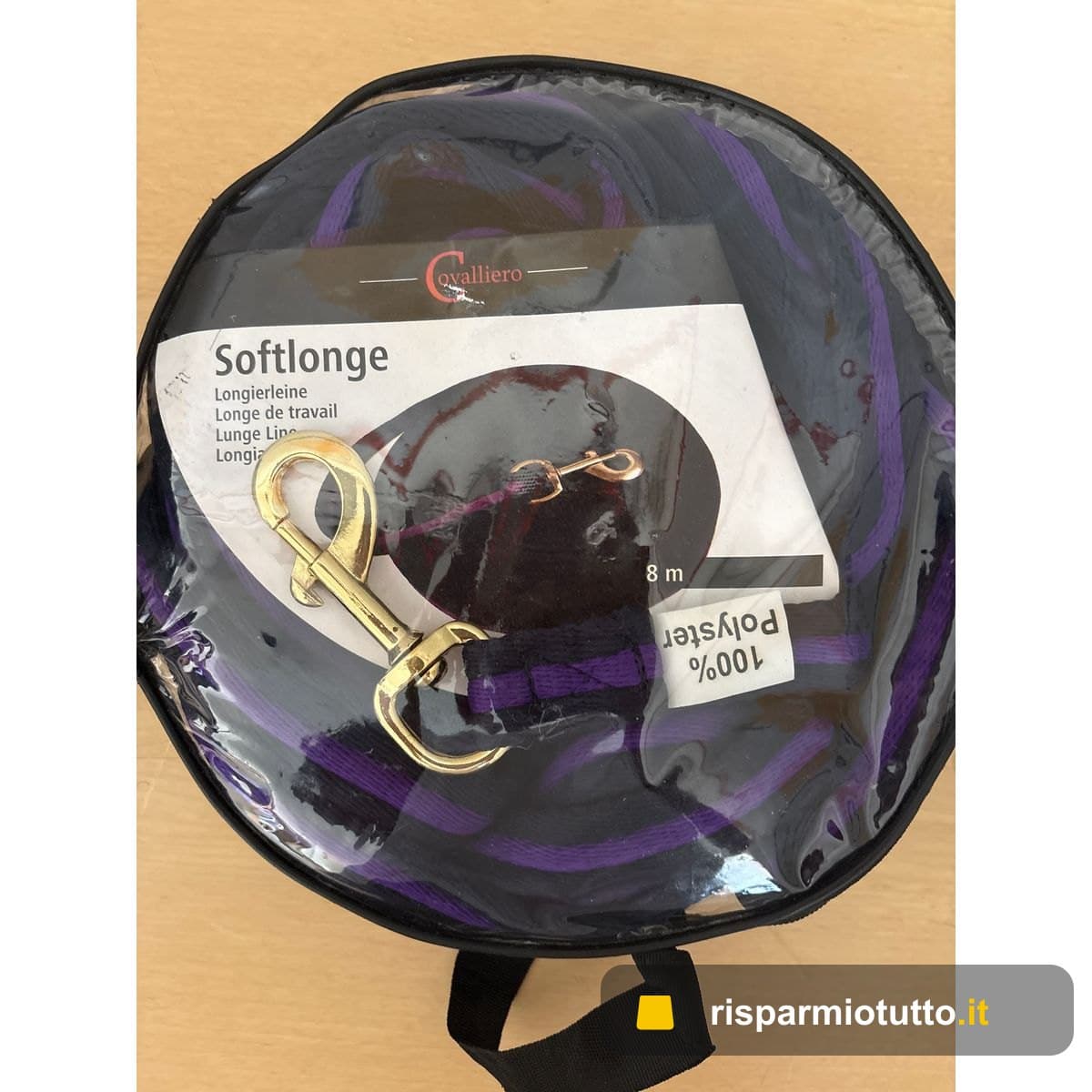 Covalliero guinzaglio da addestramento Soft, 8 m, Blu/Viola, Tessuto Misto, Cavalli, moschettone Girevole, con Passante