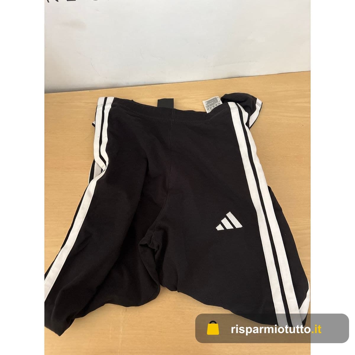 adidas Donna Essentials 3-Stripes Cotton Leggings Tights, Black/White, S