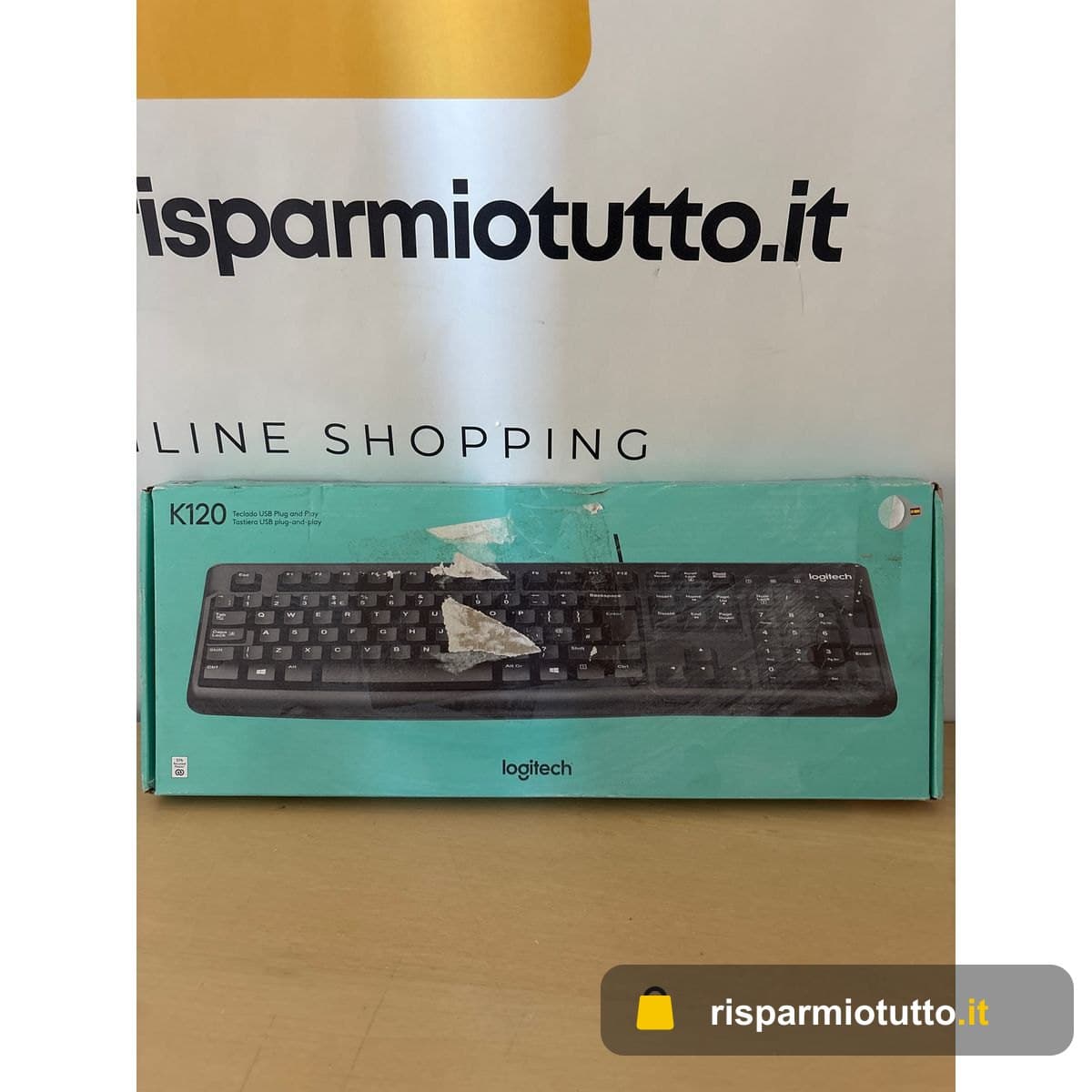 Logitech K120 Tastiera Cablata per Windows, USB Plug-and-Play, Tasti Silenziosi Ribassati, Anti Schizzi, Barra Spaziatrice Curva PC/Laptop, Layout Standard Spagnolo QWERTY, Nero