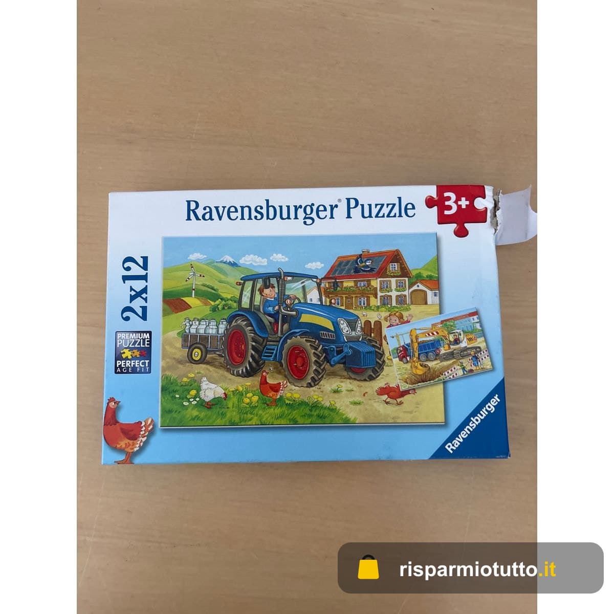 Ravensburger - Puzzle 2x12 Pezzi Costruzioni e Fattoria | Puzzle Bambini 3 Anni | Dimensioni Di 26x18 Cm | Regalo Bambino 3 Anni | Regalo Originale