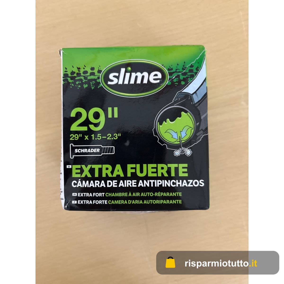 Slime 30078 Camera d'Aria per Biciclette con Gel Antiforatura Slime, Autoriparante, Prevenzione e Riparazione, Valvola Schrader, 29" x 1.5-2.3"