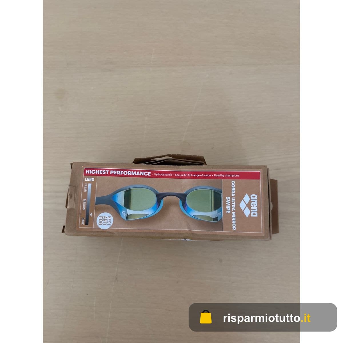 arena Cobra Ultra Swipe Mirror Occhialini Nuoto da Gara Unisex Adulto, Occhialini Piscina con Lenti a Specchio Curve, Anti-Appannamento, Protezione UV, 5 Ponti Nasali Intercambiabili