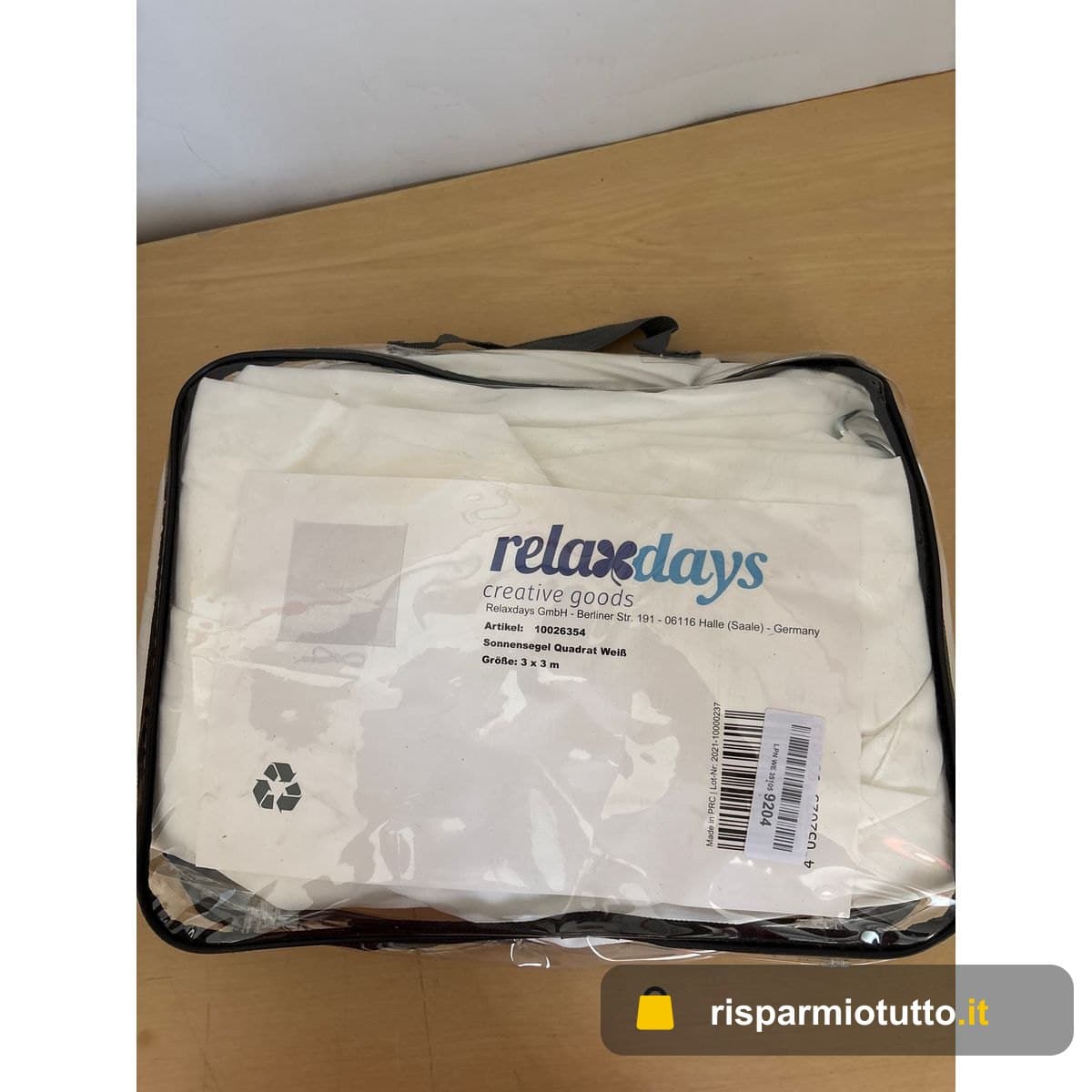 relaxdays Tenda a Vela Quadrata, Impermeabile, Anti UV, con Corde di Supporto, Terrazza e Giardino, LxP: 3x3 m, Bianca, x 3 m