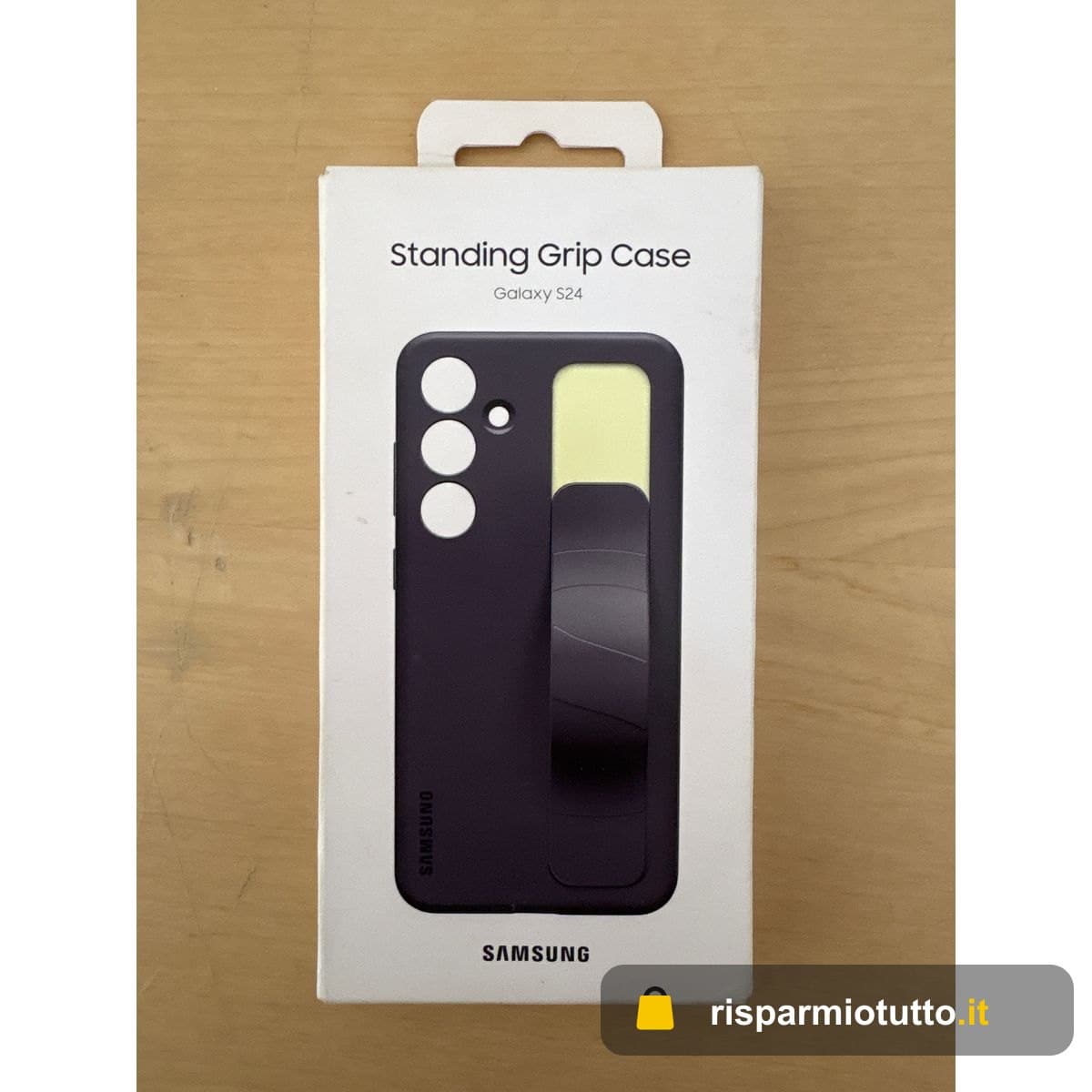 Samsung Standing Grip Case cover con cinturino e funzione cavalletto per Galaxy S24, Dark Violet