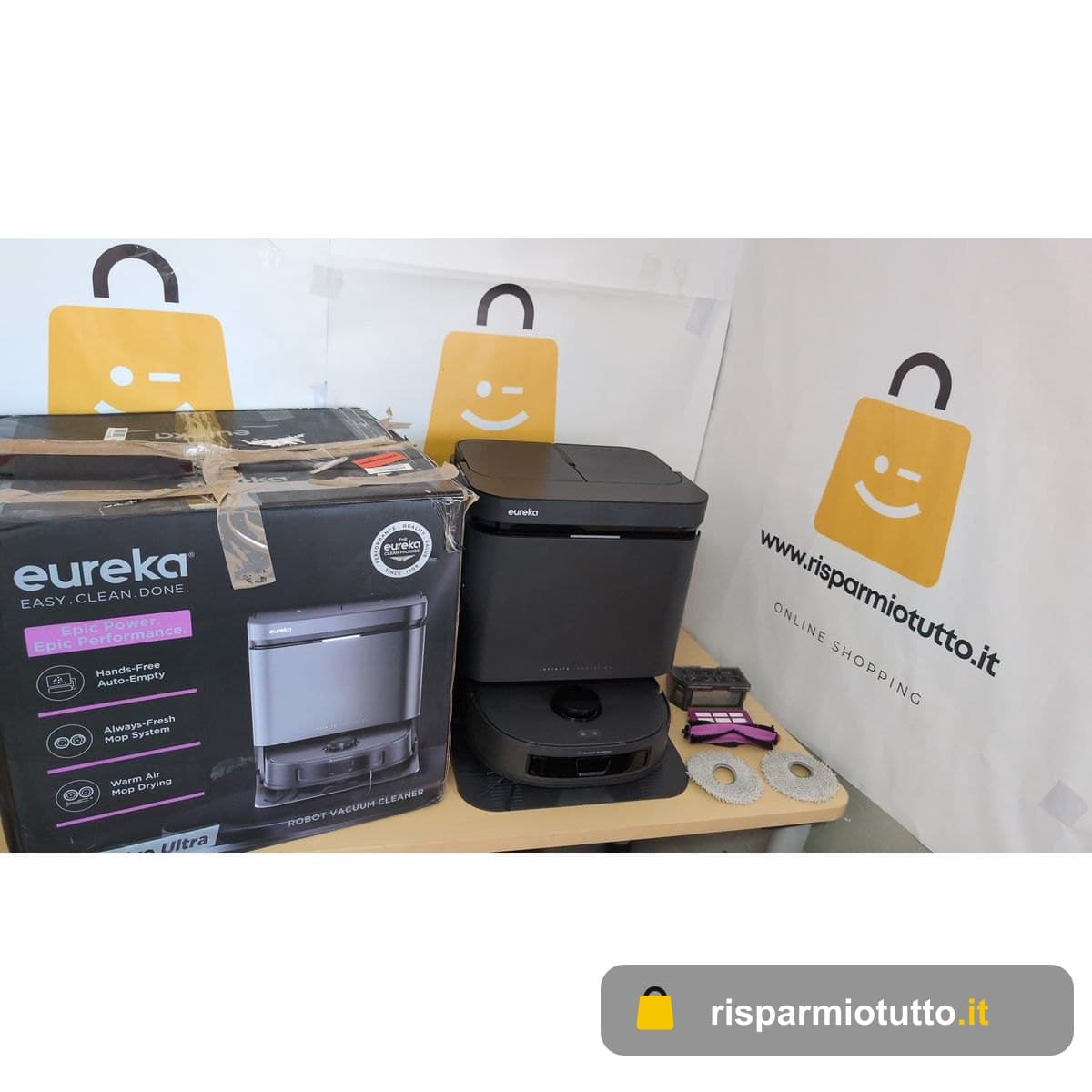 EUREKA J15 Evo Ultra Robot Aspirapolvere e Lavapavimenti, Aspirazione 22.000Pa, Mocio Estendibile 100% Bordi, Autolavaggio/Asciugatura 55°C, 75 Giorni Autonomia, Animali Domestici, Anti-Groviglio
