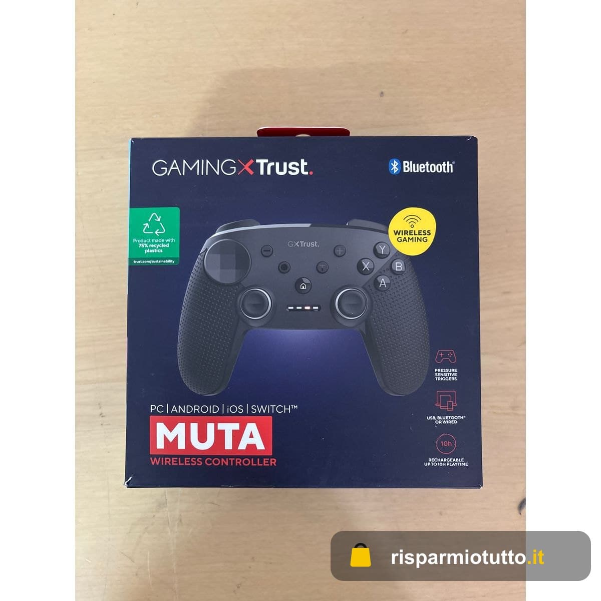 GXTrust Trust Gaming GXT 542 Muta Controller Nintendo Switch & PC Wireless Bluetooth/RF/USB, Design Sostenibile, Batteria Ricaricabile, Gamepad senza Fili per Switch OLED/Lite, Computer, Android, iOS