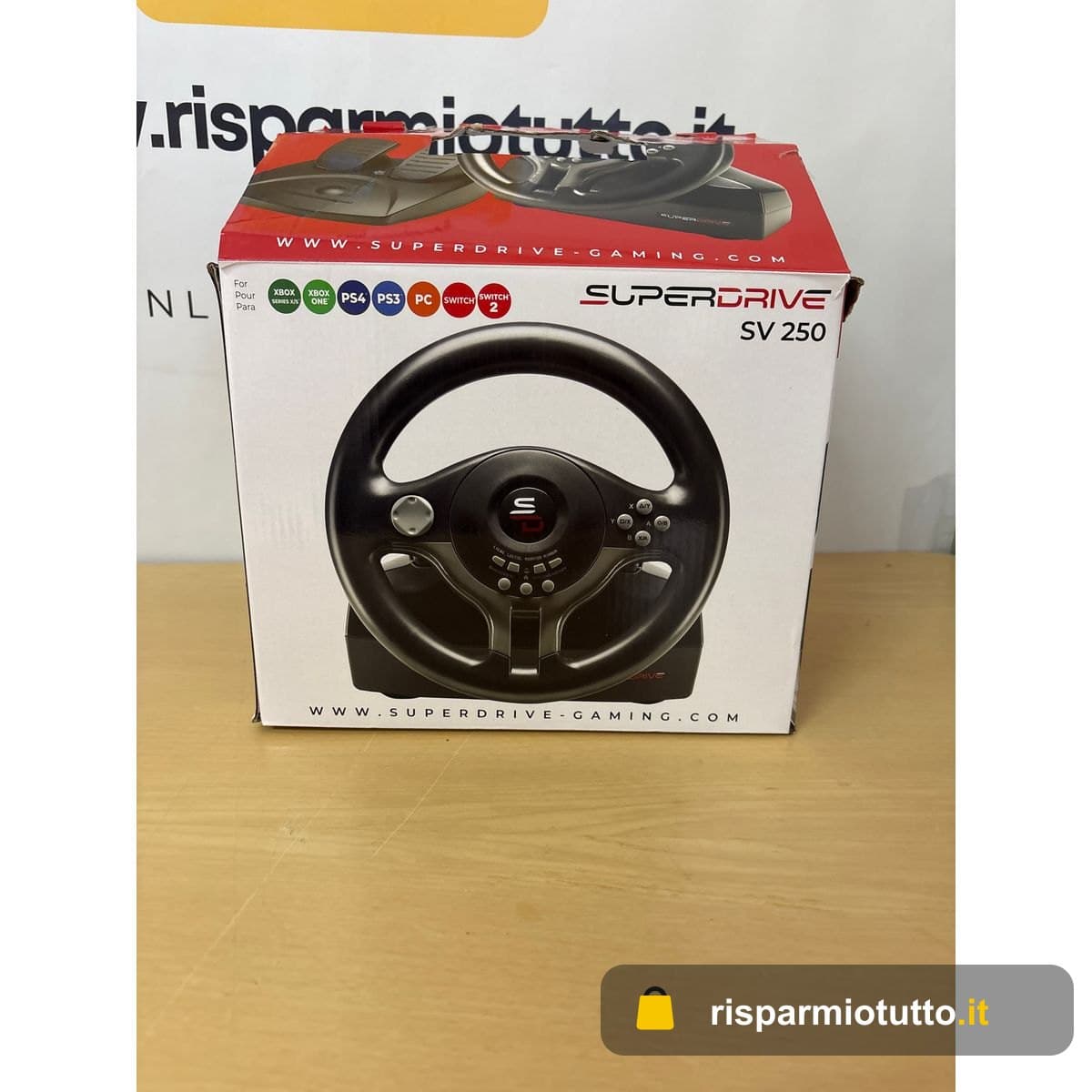 Subsonic Superdrive SV200 , Volante con pedali, Per PS4, XBOX ONE, PC, Switch e PS3, Non compatibile con PS5, Nero