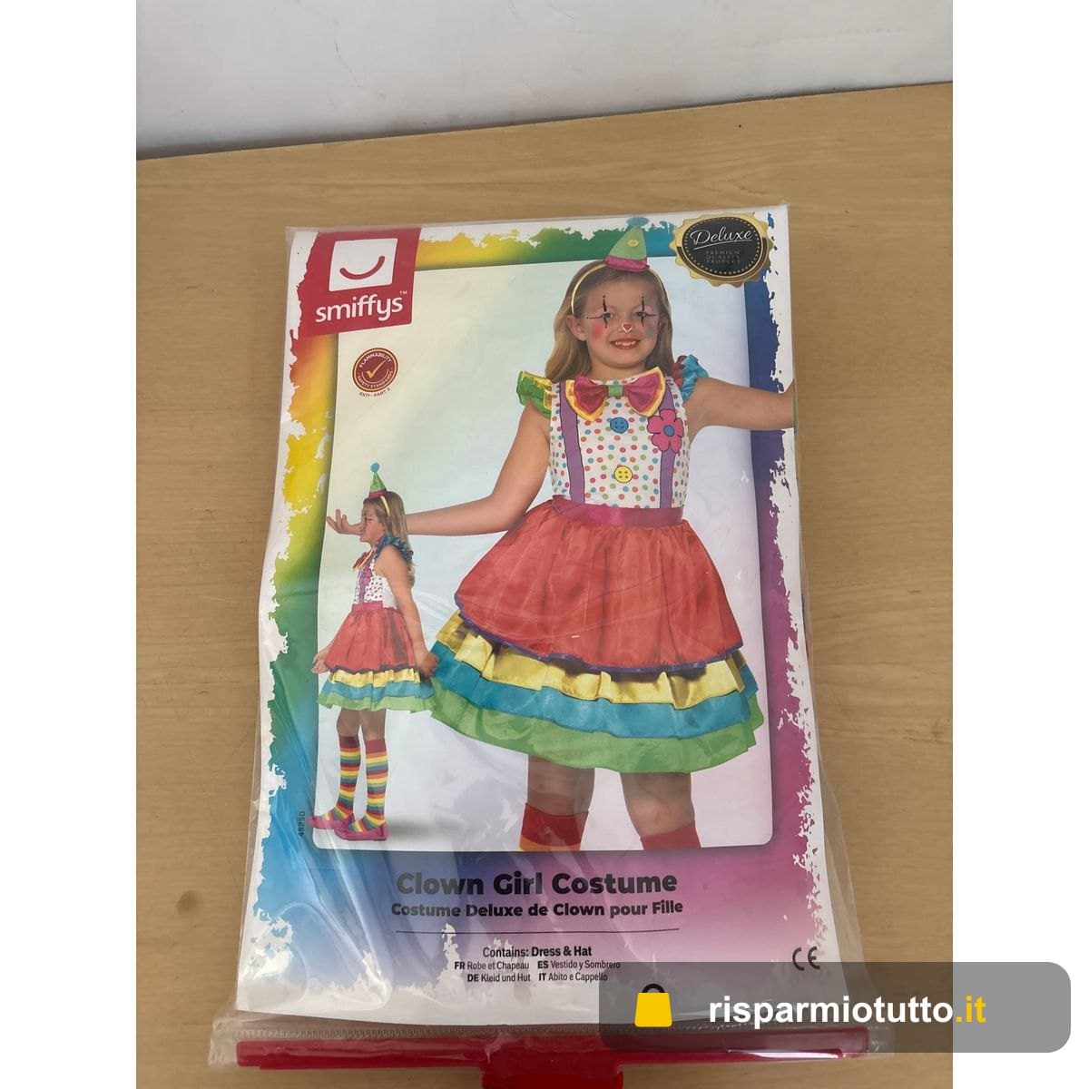 SMIFFYS Costume Deluxe Ragazza Clown, con Abito e Cappello Halloween