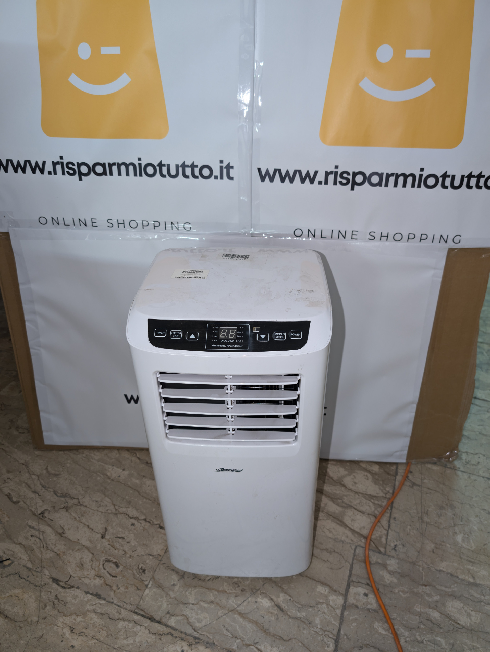 OZEANOS Condizionatori Portatili, Telecomando, 7000 Btu/h, 2,05kw, 7-35 °C, R290, 3 in 1 Aria Climatizzatore: Raffreddamento, Deumidificazione, Ventilazione, Timer 24H, Modalità Sleep, per 35m²,Bianco