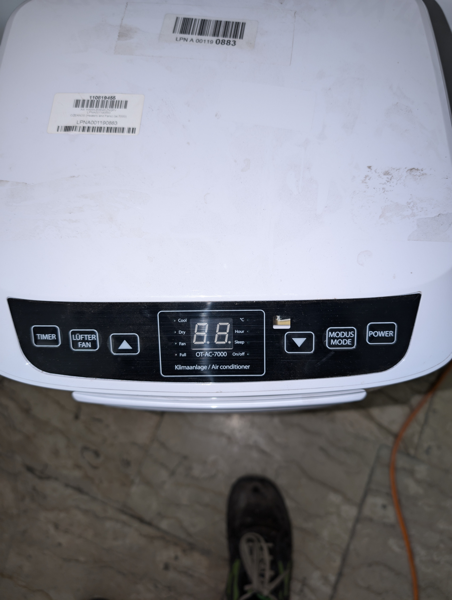 OZEANOS Condizionatori Portatili, Telecomando, 7000 Btu/h, 2,05kw, 7-35 °C, R290, 3 in 1 Aria Climatizzatore: Raffreddamento, Deumidificazione, Ventilazione, Timer 24H, Modalità Sleep, per 35m²,Bianco