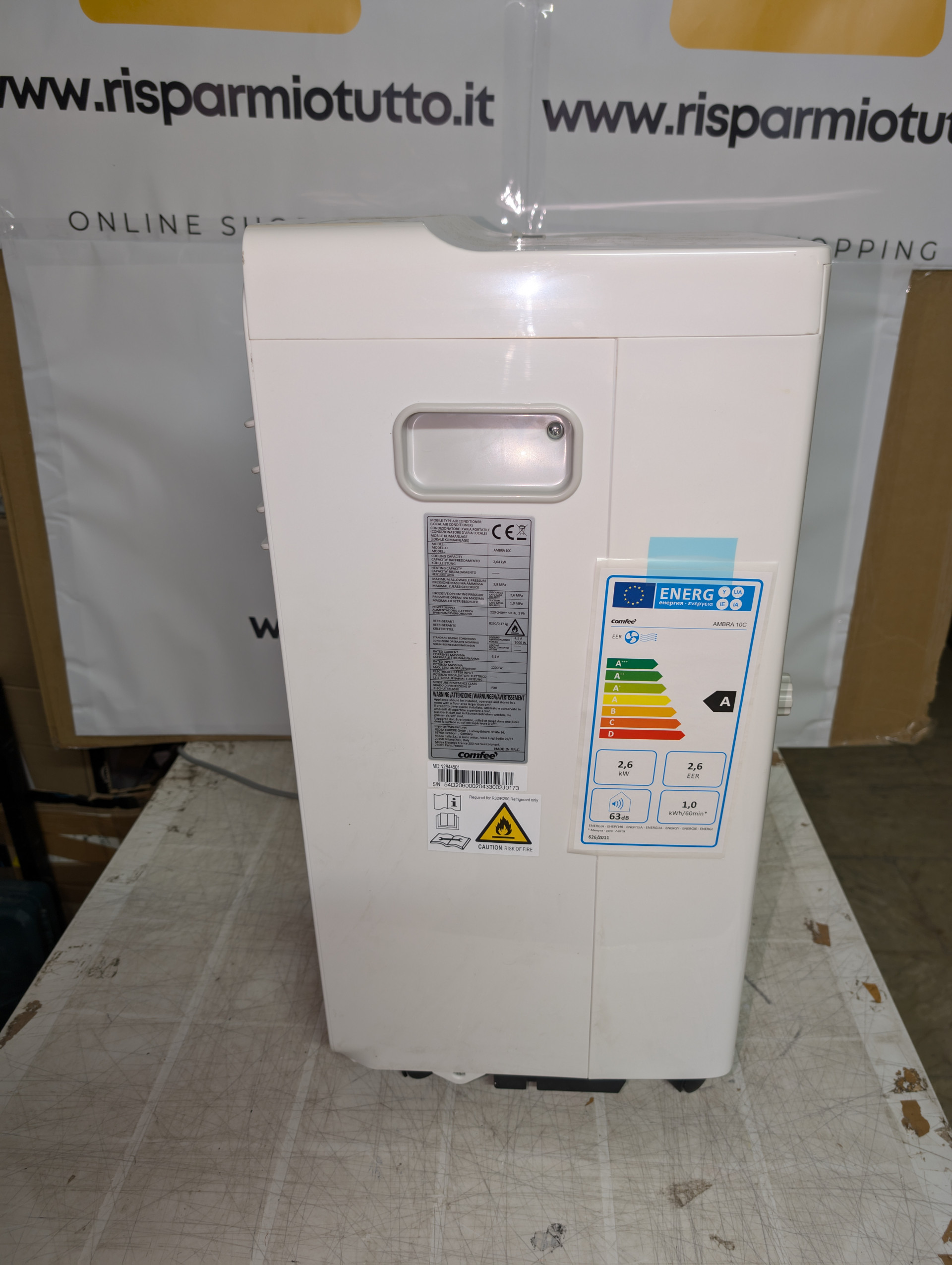COMFEE' Condizionatore Portatile 9000 BTU/H, AMBRA 10C, 2,6kW, 25㎡/68m³, 3-in-1 Climatizzatore Portatile, Ventilatore, Raffreddamento, Deumidificazione, 24H Timer, Sleep Mode, Funzione Follow-me