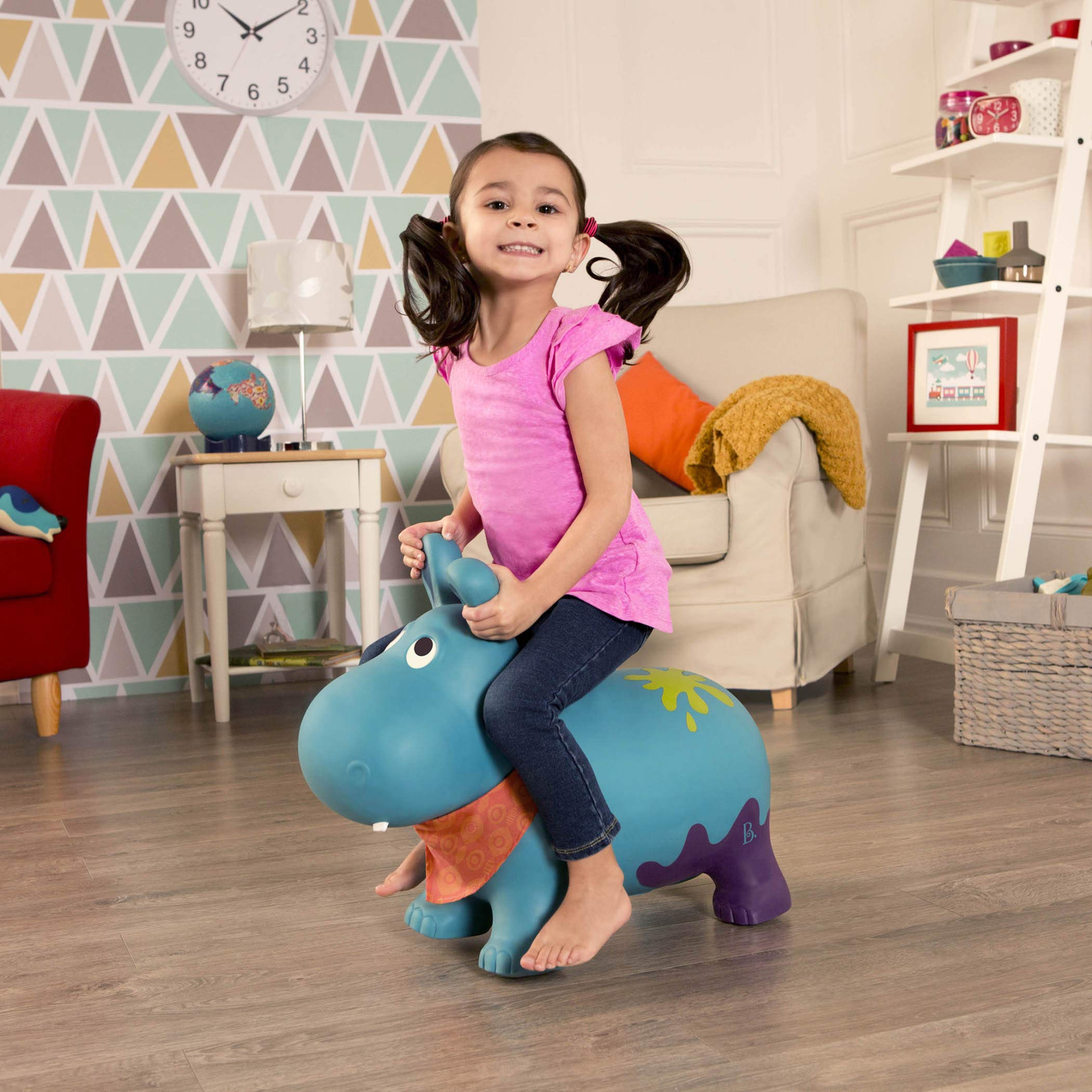 B. toys – Ippopotamo cavalcabile gonfiabile con pompa Inclusa – Giochi cavalcabili per bambini – Salta e rimbalza – 2 anni in su