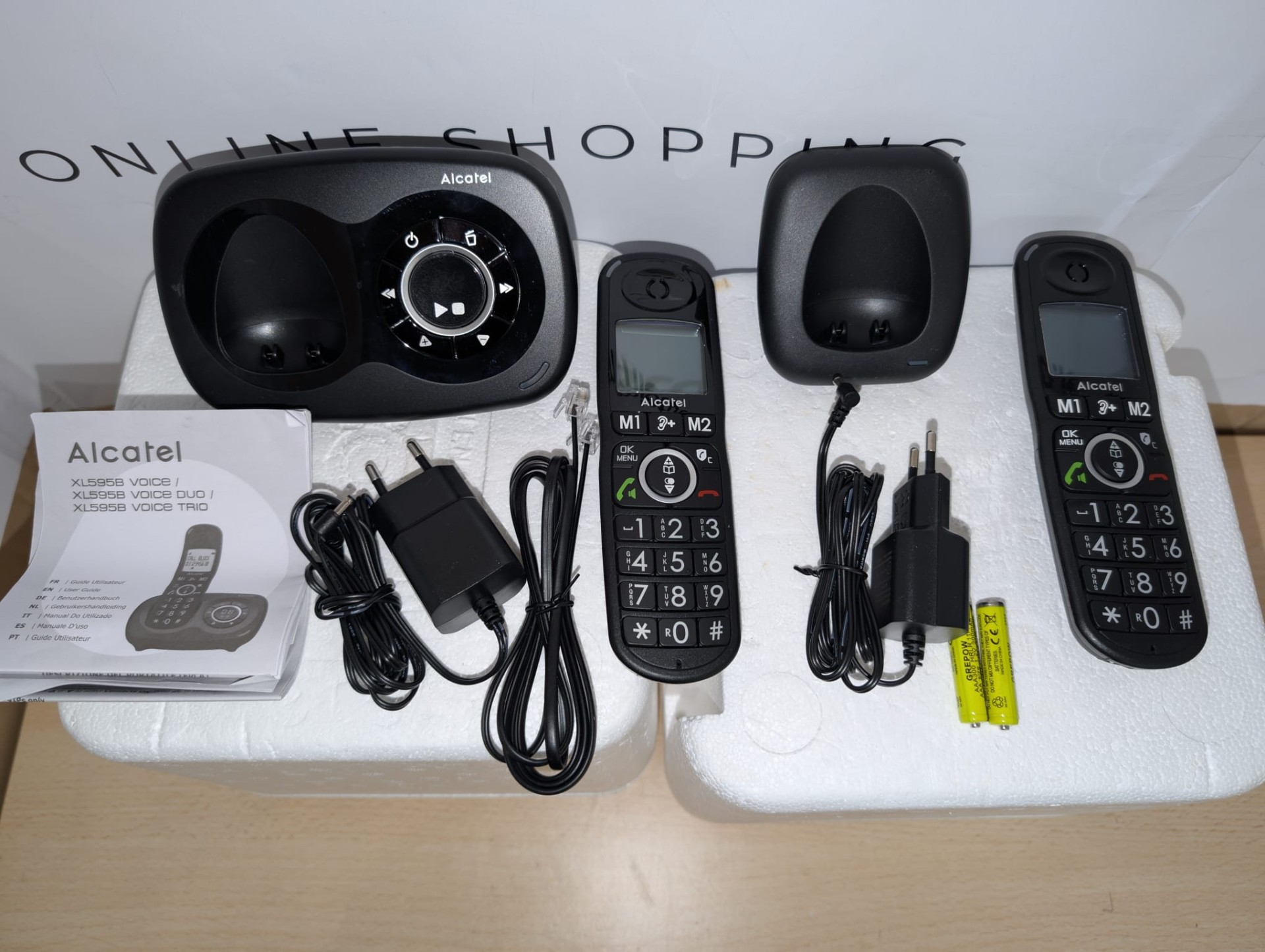 Alcatel XL595 B Voice Duo, telefono senza fili segreteria telefonica con 2 combinatori, grande schermo, audio-boost, funzione blocco chiamate